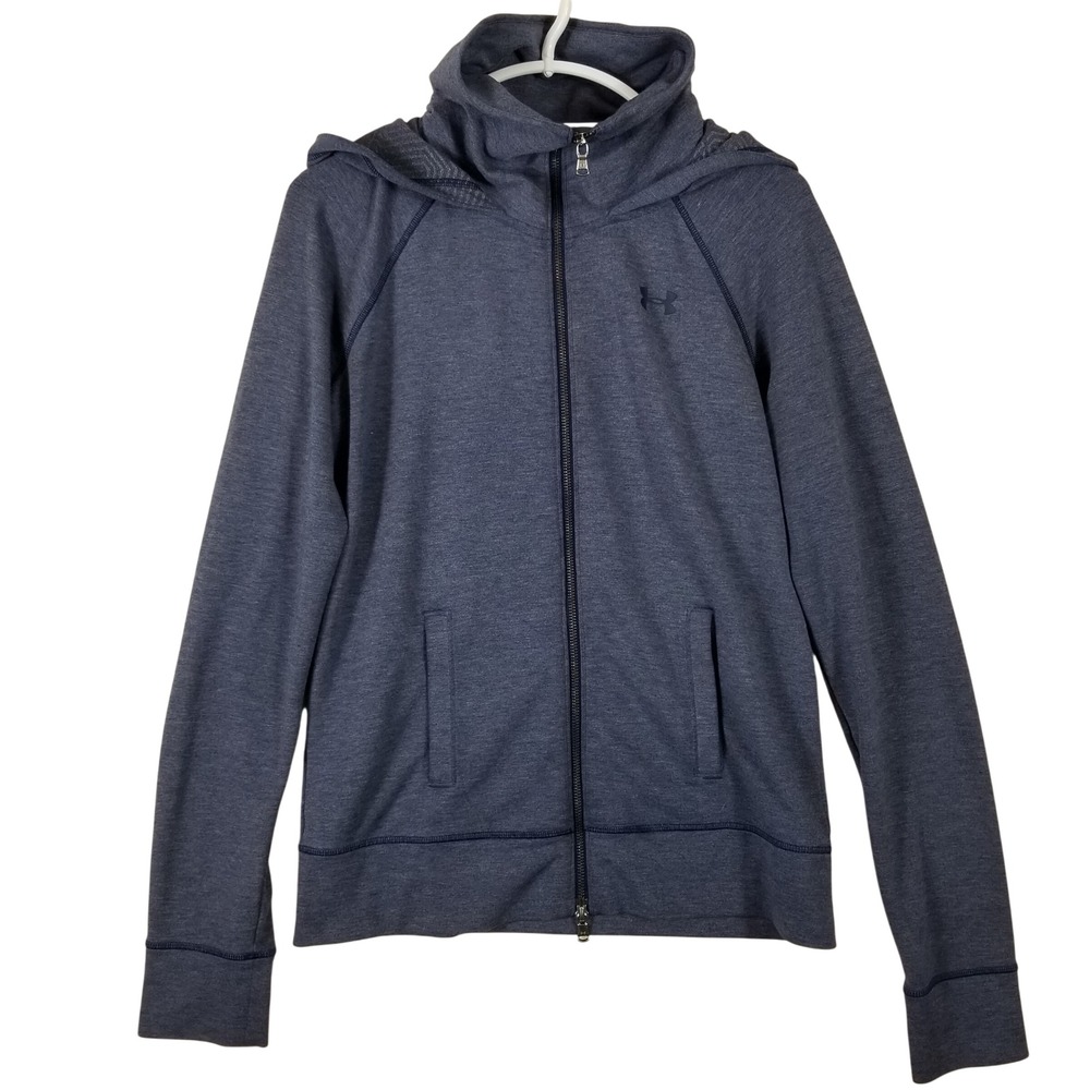 Under Armour Mens‎ ColdGear Full Zip Hoodie Heather Navy Blue Jacket Medium